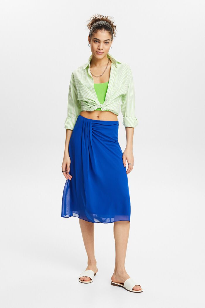 Gonna midi in chiffon, BRIGHT BLUE, detail image number 1