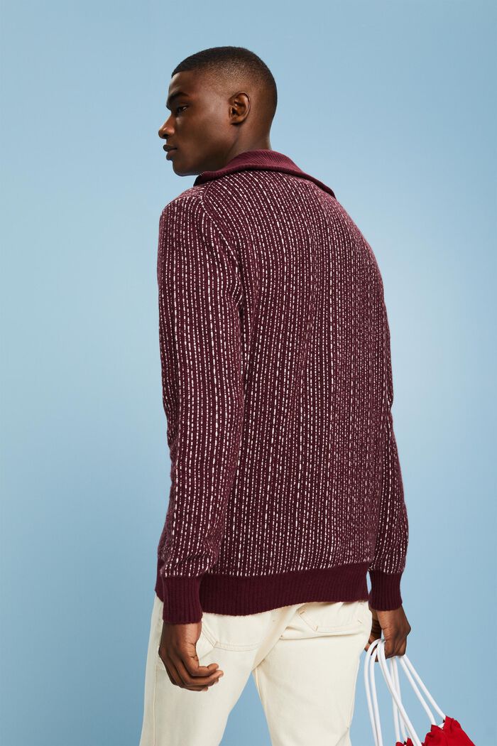 Pullover troyer a manica lunga, BORDEAUX RED, detail image number 2