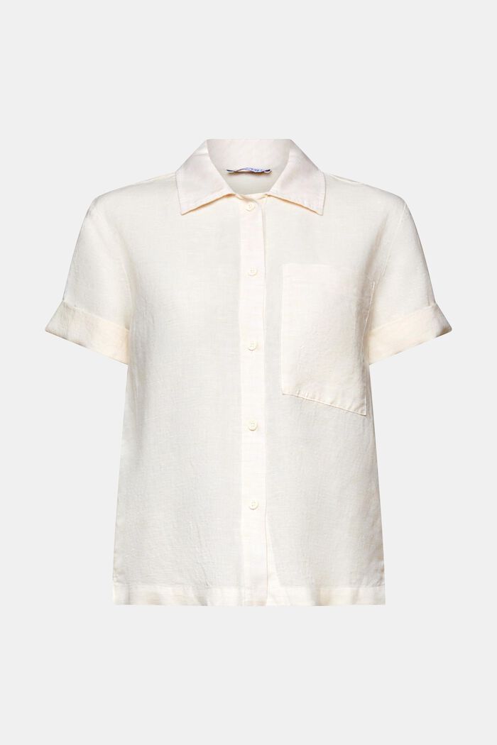 Camicia blusata in lino e cotone, CREAM BEIGE, detail image number 6