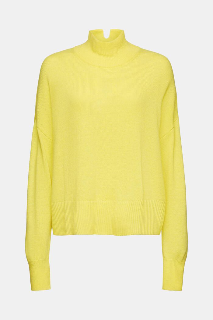 Pullover con collo a lupetto in misto lana, PASTEL YELLOW, detail image number 6