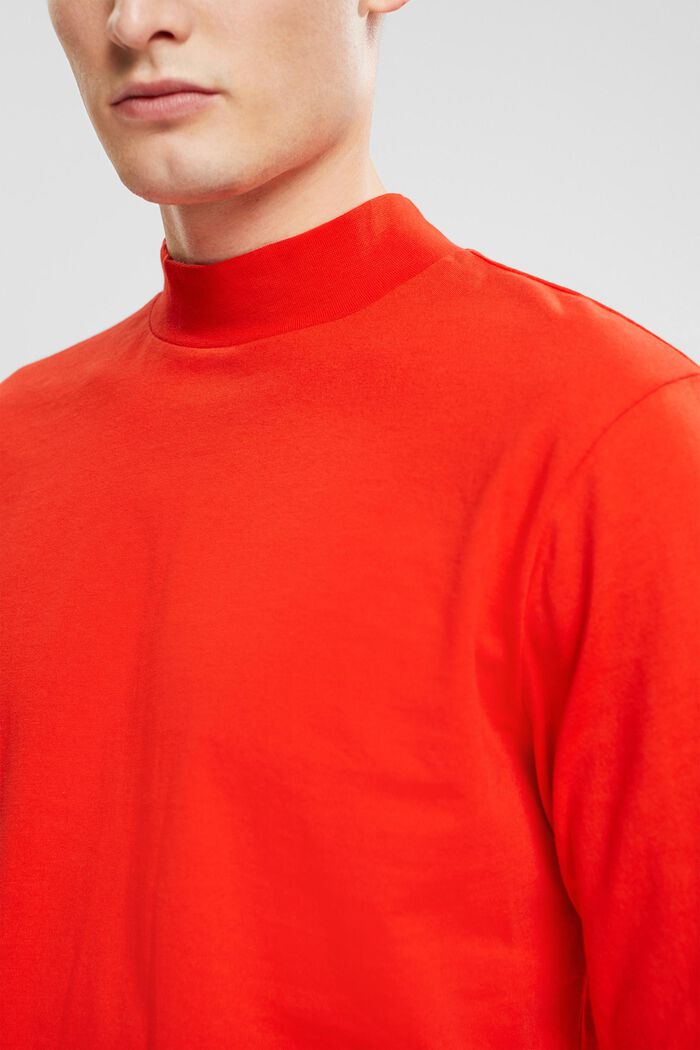 Maglia a manica lunga con collo alla coreana, RED, detail image number 0