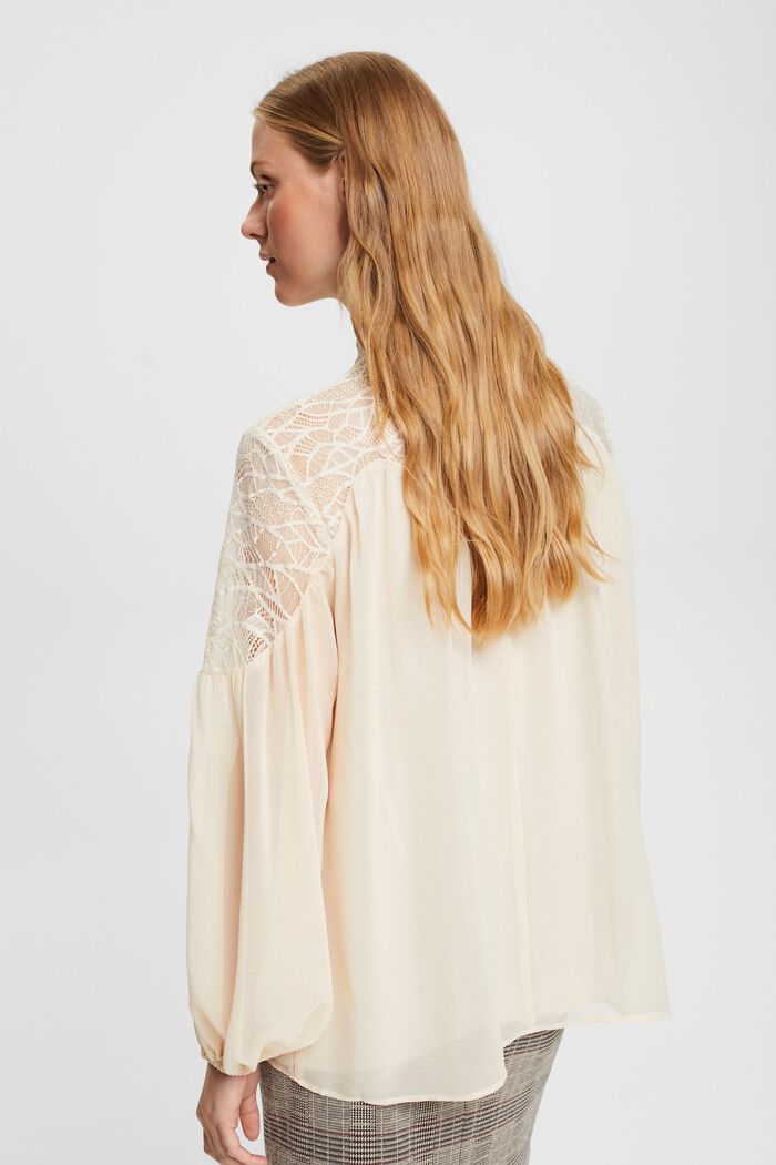 Blusa in chiffon con pizzo, DUSTY NUDE, detail image number 3