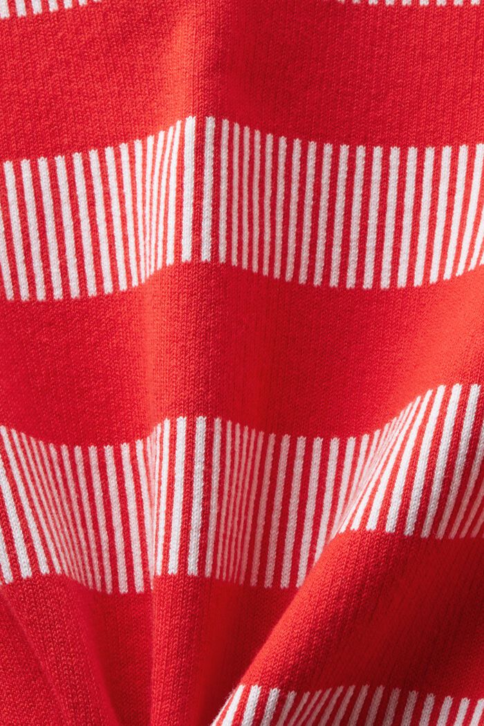 Cardigan cropped a righe jacquard, RED, detail image number 5