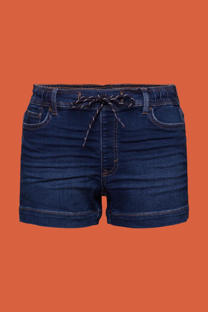Pantaloncini in jeans stile jogger, BLUE DARK WASHED, detail image number 7