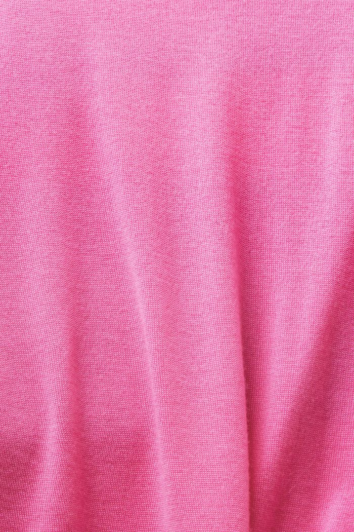 Pullover a girocollo in cashmere, PINK FUCHSIA, detail image number 5