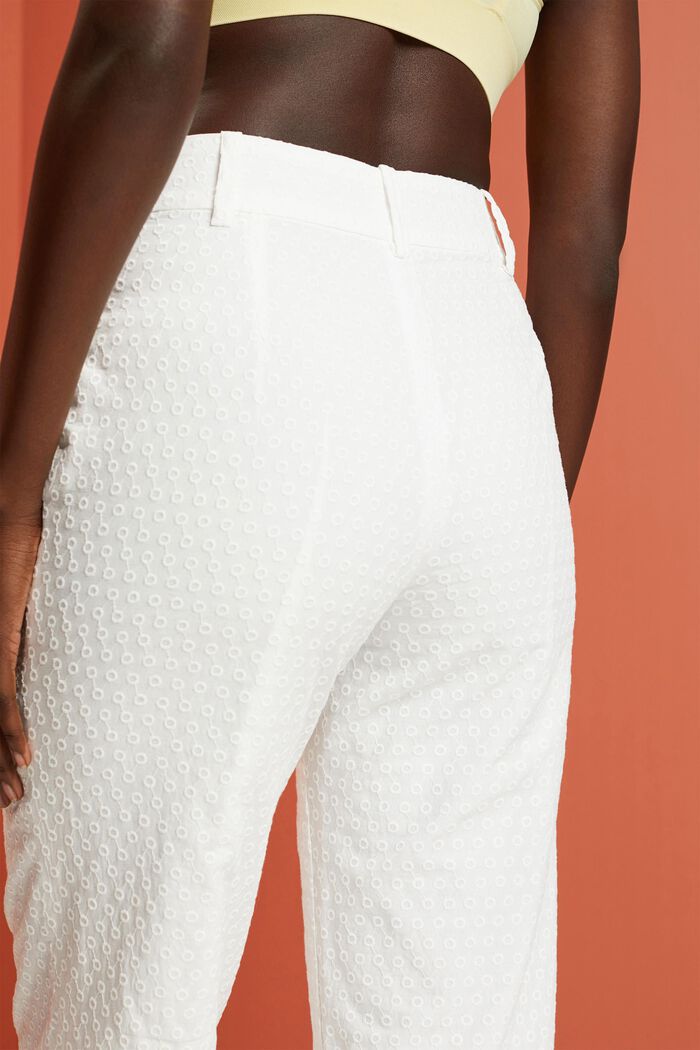 Pantaloni ricamati, 100% cotone, WHITE, detail image number 4