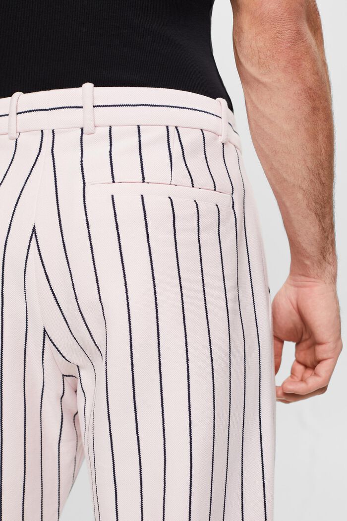 Pantaloni da completo in cotone piqué gessato, LIGHT PINK, detail image number 4