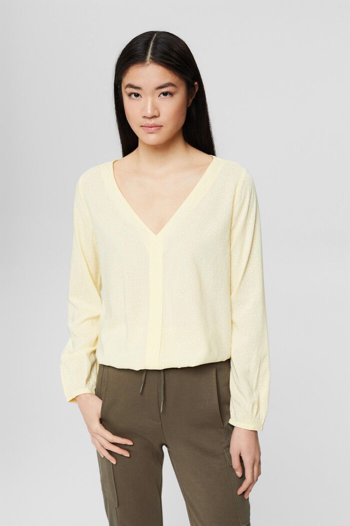Blusa con stampa in LENZING™ ECOVERO™, PASTEL YELLOW, detail image number 0