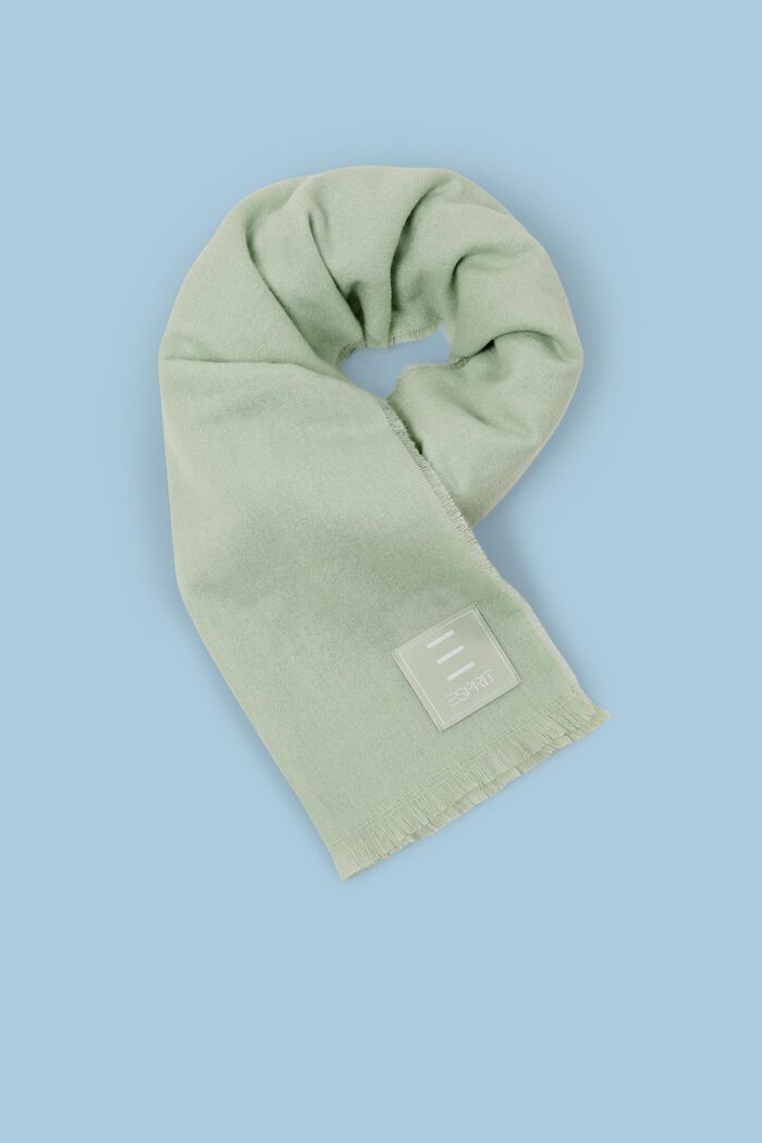 Sciarpa in misto lana spazzolata, LIGHT AQUA GREEN, detail image number 0