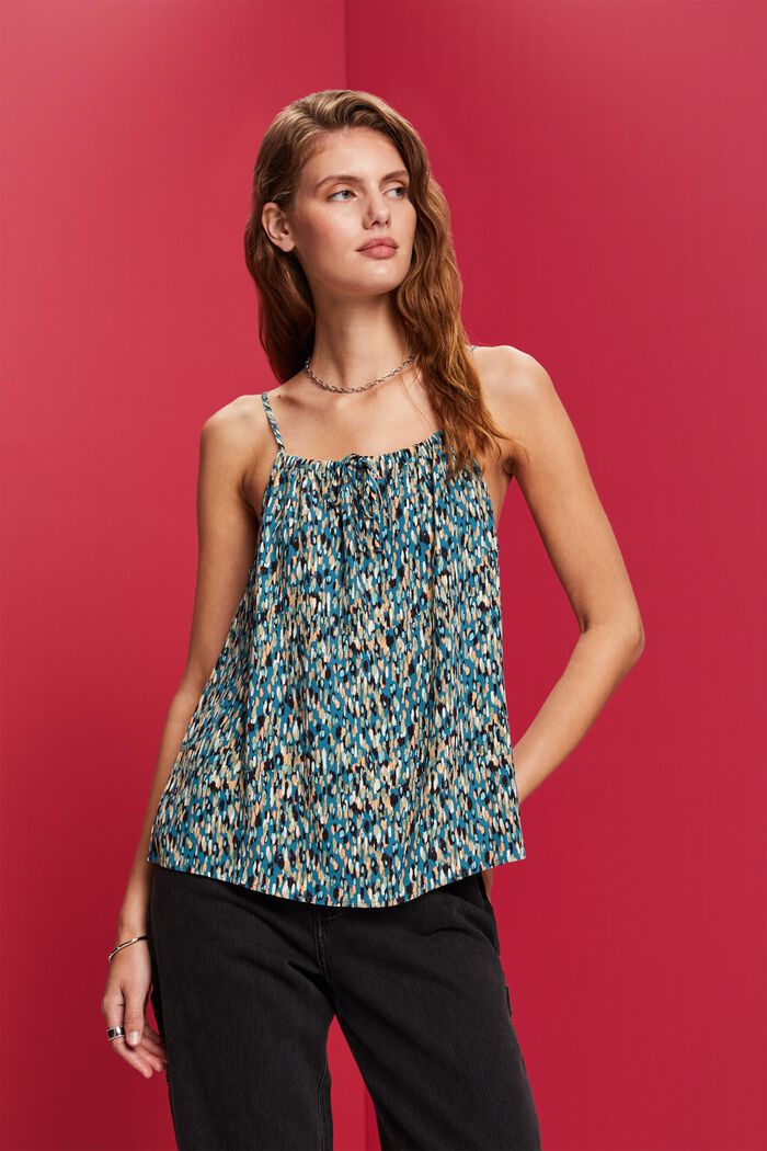 Top strappy con stampa allover, TURQUOISE, detail image number 0