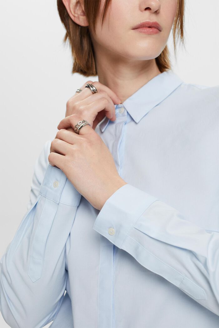 Camicia in popeline a maniche lunghe, PASTEL BLUE, detail image number 3