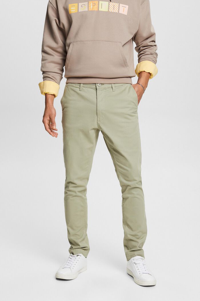 Pantaloni chino con gamba slim, DUSTY GREEN, detail image number 0