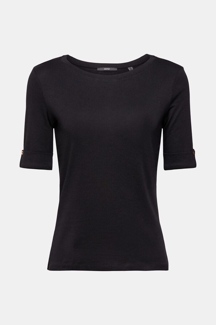 T-shirt in 100% cotone biologico, BLACK, overview