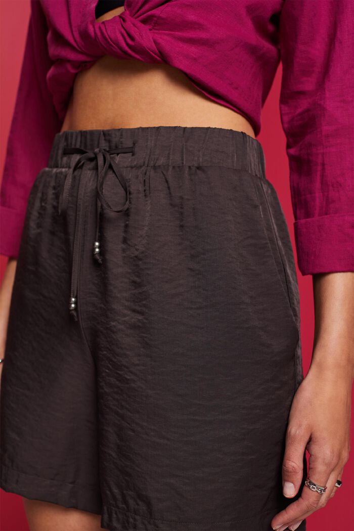 Shorts pull on in raso, ANTHRACITE, detail image number 2
