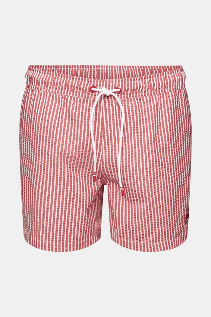 Pantaloncini da bagno strutturati a righe, DARK RED, detail image number 5