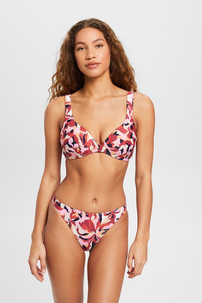 Slip da bikini Carilo beach con stampa floreale, DARK RED, detail image number 1