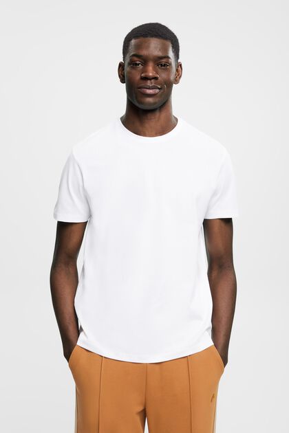 T-shirt slim fit in cotone Pima, WHITE, overview