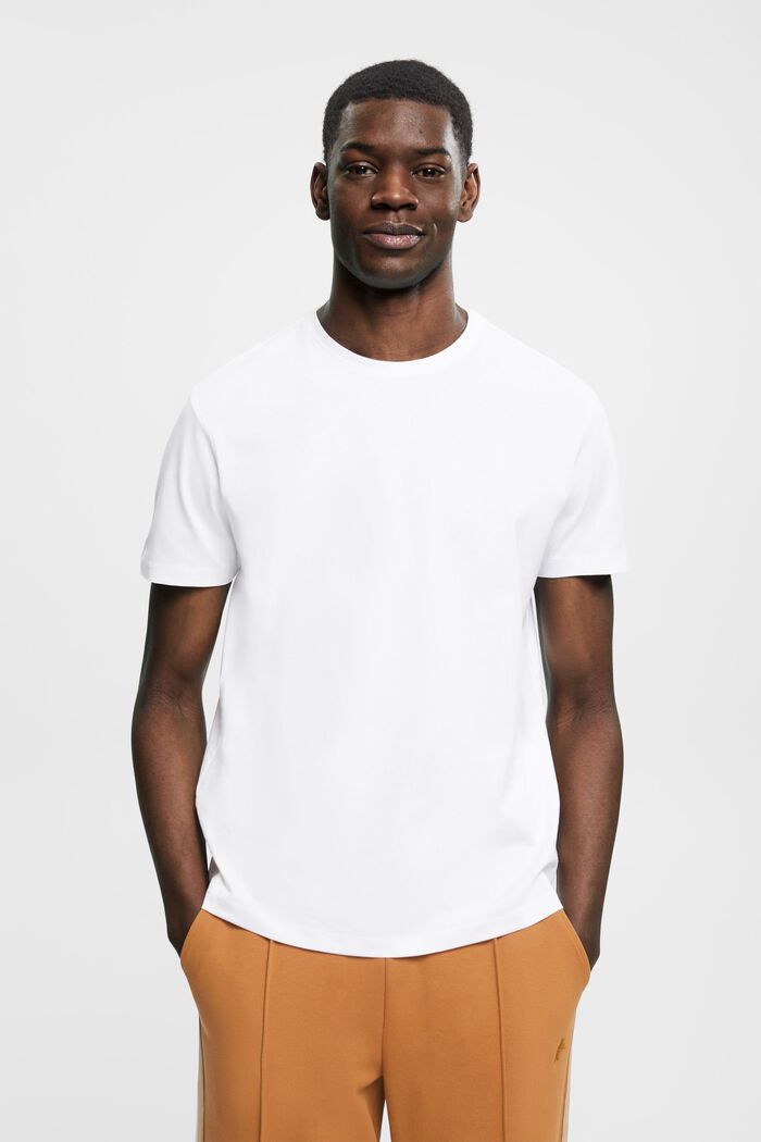 T-shirt slim fit in cotone Pima, WHITE, detail image number 0