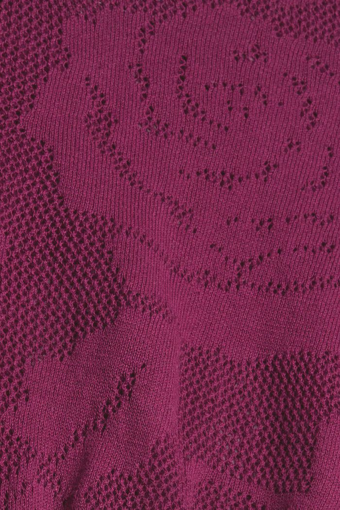 Pullover in maglia a giorno, PLUM RED, detail image number 4