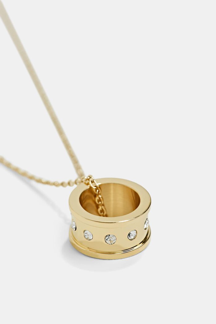 Collana con ciondolo ad anello, acciaio inossidabile, GOLD, detail image number 1