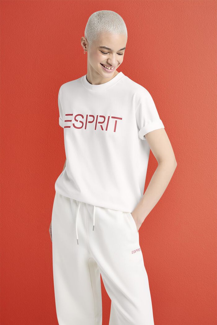 T-shirt unisex in jersey di cotone con logo, OFF WHITE, detail image number 0
