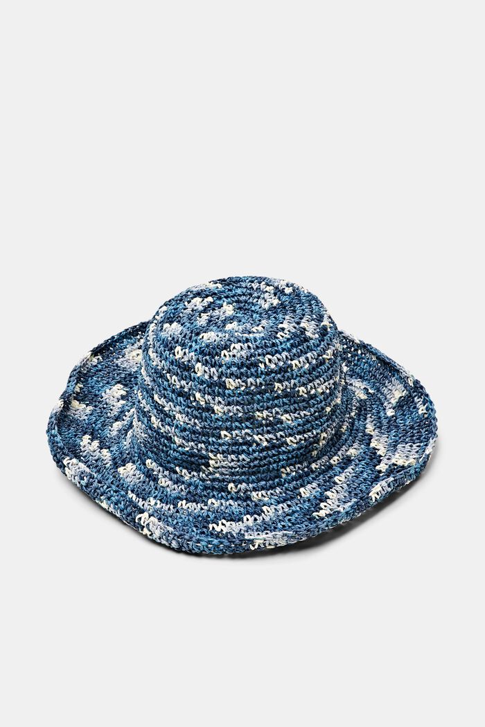 Cappello da pescatore melangiato in paglia, BLUE, detail image number 0