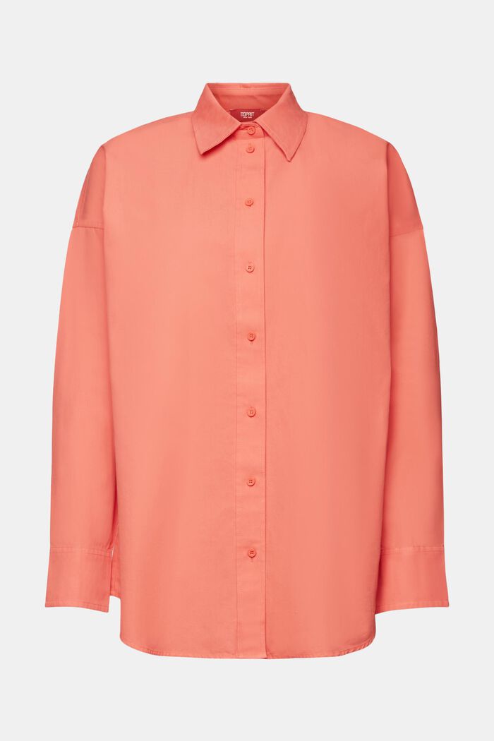 Camicia in popeline di cotone, CORAL RED, detail image number 5