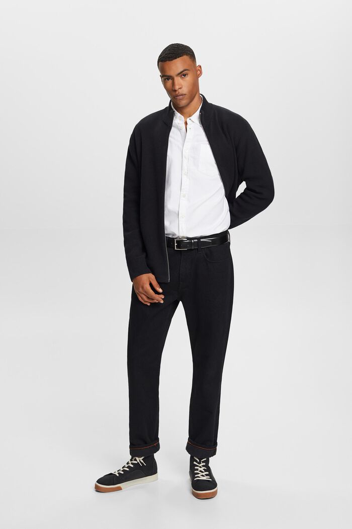 Cardigan con zip, 100% cotone, BLACK, detail image number 0