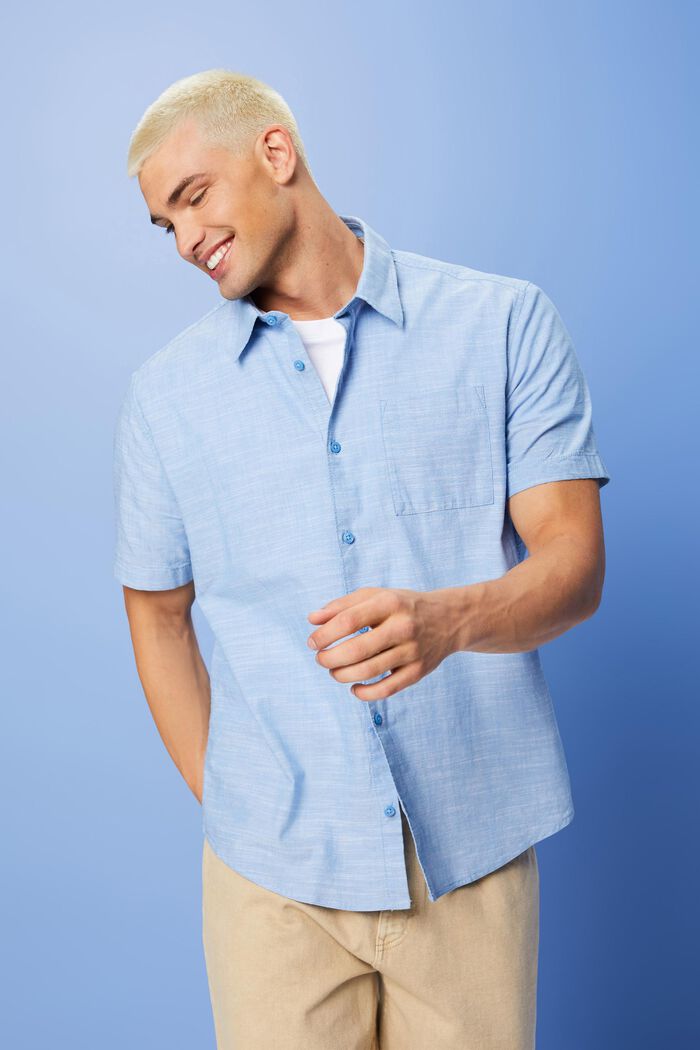 Camicia in cotone con colletto button down, LIGHT BLUE, detail image number 0