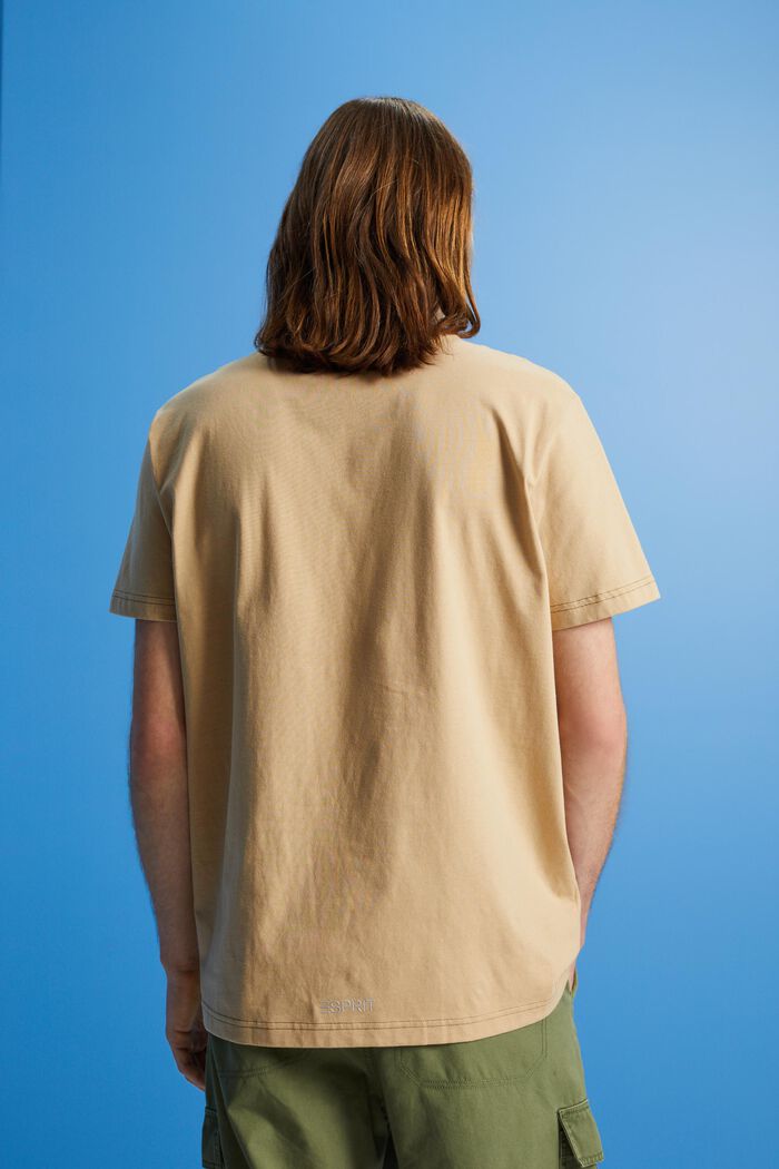 T-shirt in cotone con stampa di delfino, SAND, detail image number 3