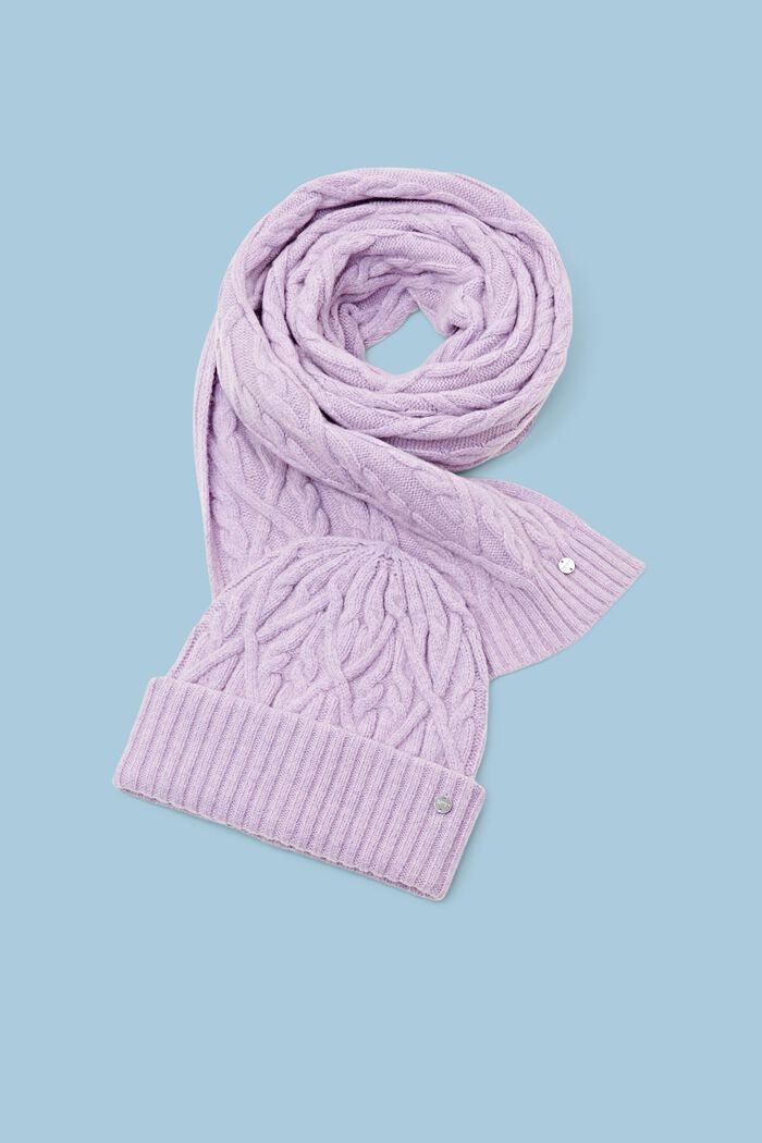 Set regalo con berretto e sciarpa in misto lana, LAVENDER, detail image number 0