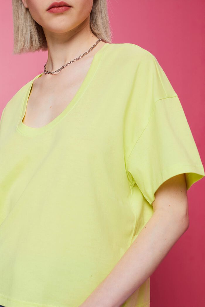 T-shirt oversize cropped, 100% cotone, LIME YELLOW, detail image number 2