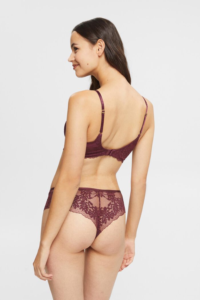 In materiale riciclato: slip con pizzo, BORDEAUX RED, detail image number 1
