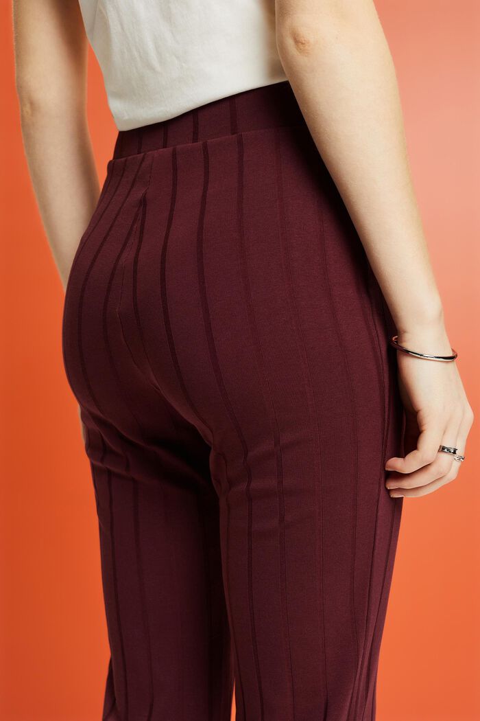 Pantaloni svasati in jersey a coste, BORDEAUX RED, detail image number 4