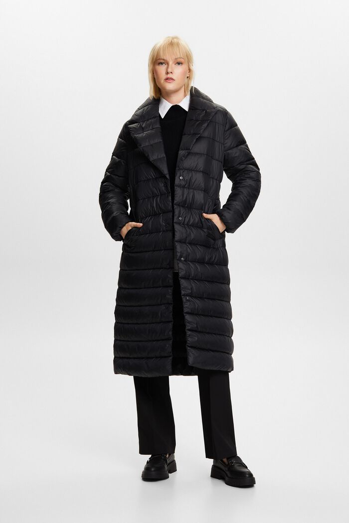 Riciclato: cappotto trapuntato con risvolto, BLACK, detail image number 2