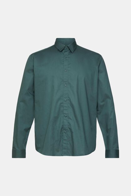 Camicia in cotone sostenibile, DARK TEAL GREEN, overview