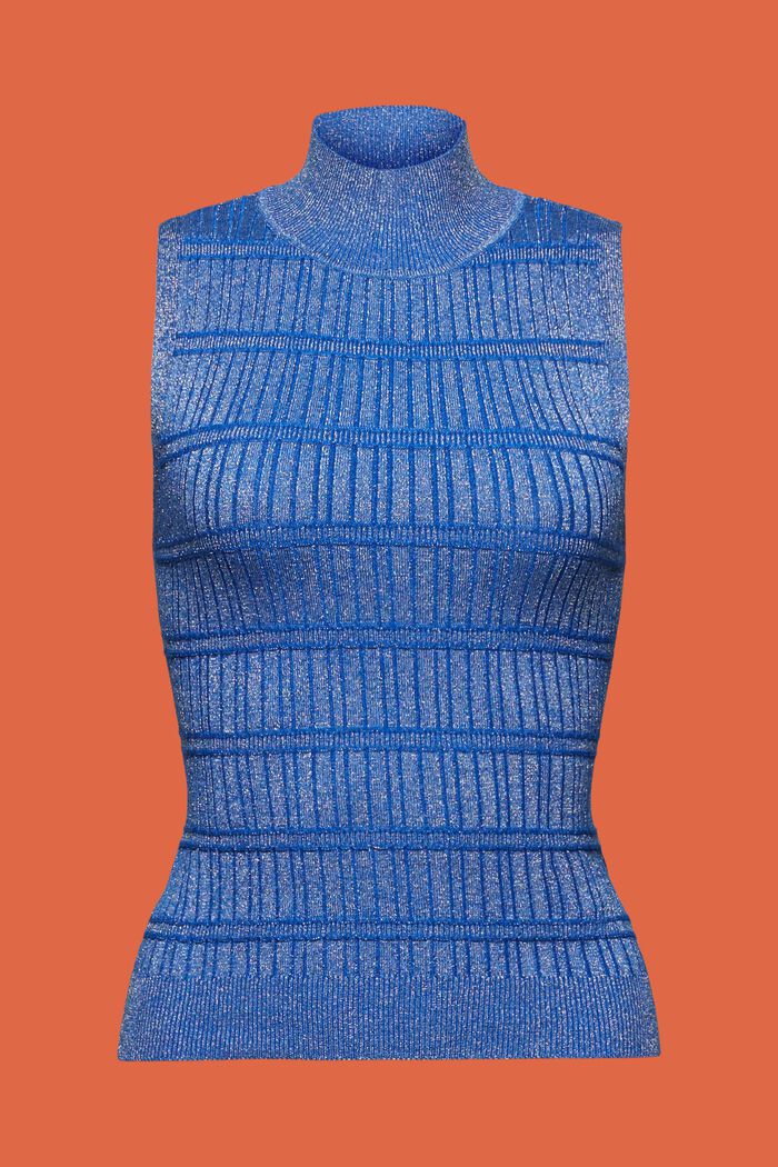 Pullover senza maniche con collo a lupetto in lamé, BRIGHT BLUE, detail image number 5