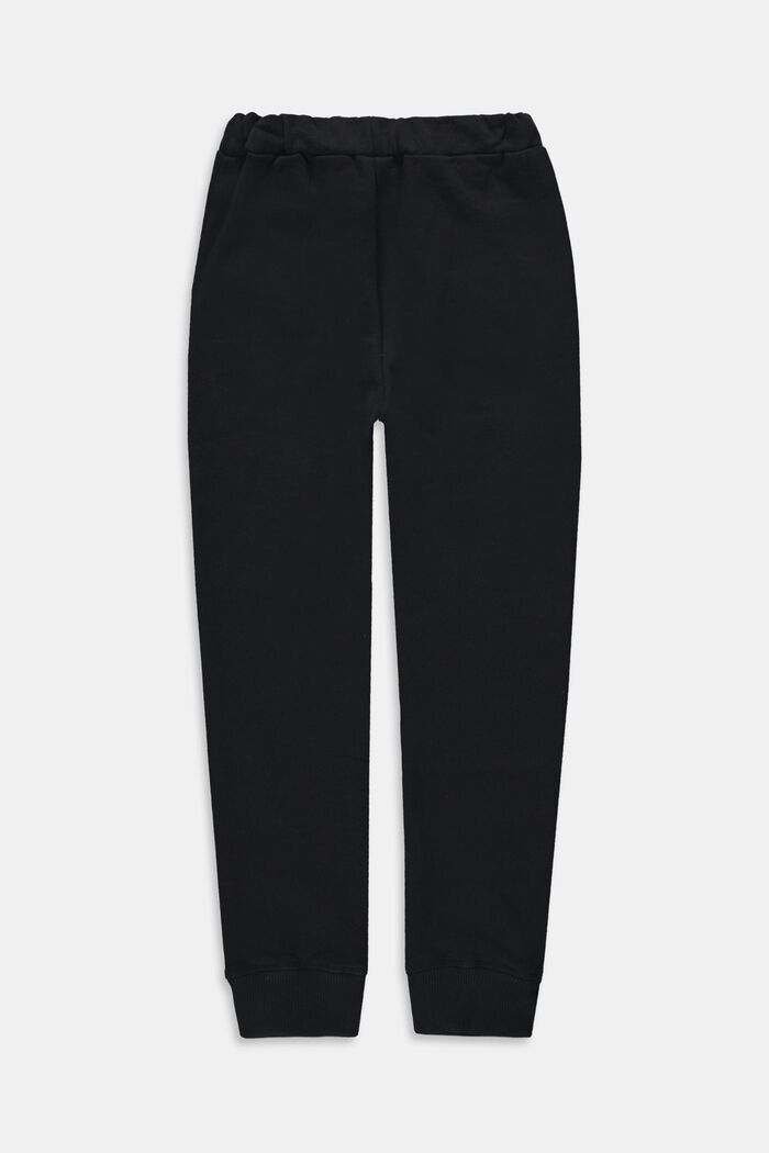 Pantaloni felpati con logo, 100% cotone, BLACK, detail image number 1