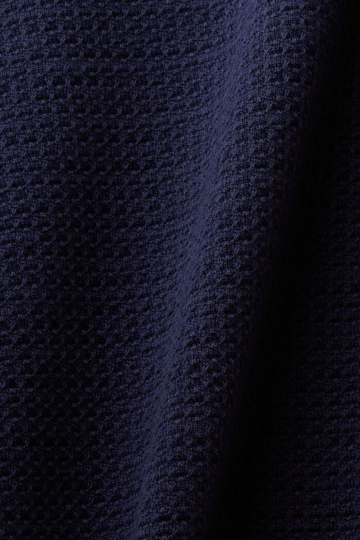 Pullover troyer in cotone strutturato, NAVY, detail image number 4
