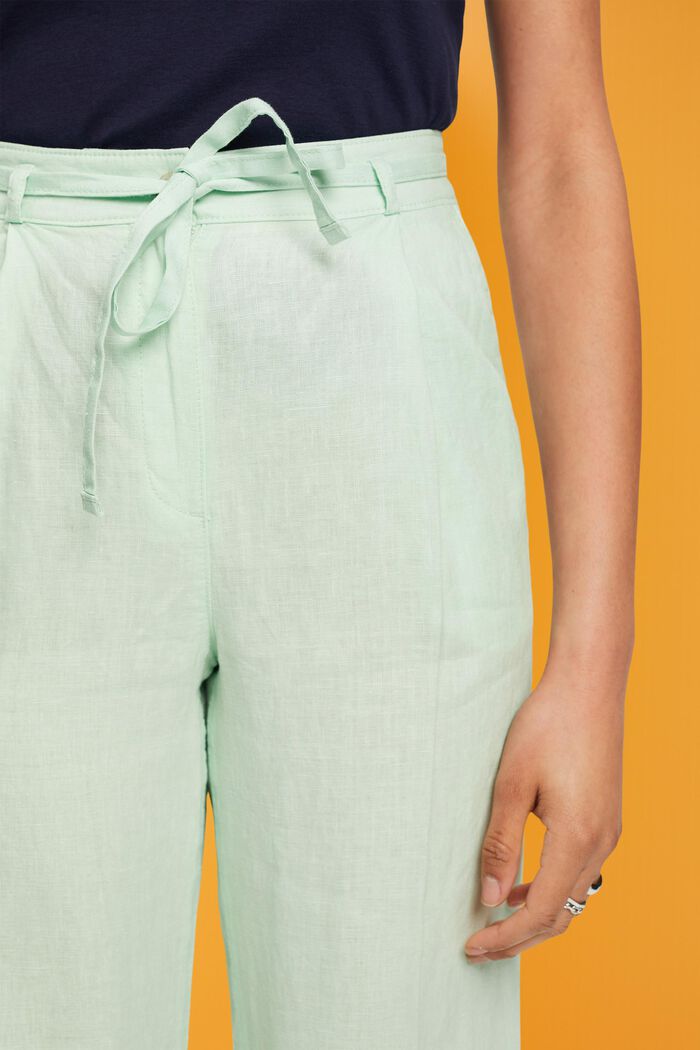 Pantaloni in lino a gamba larga, PASTEL GREEN, detail image number 2