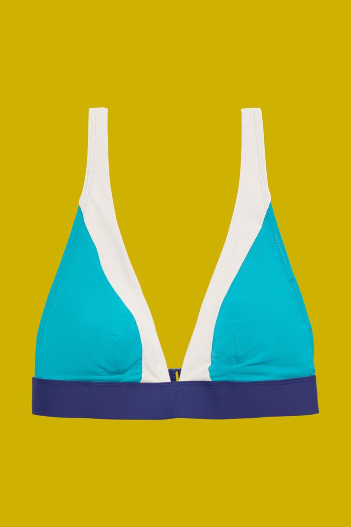 Top da bikini imbottito con blocchi di colore, TEAL GREEN, detail image number 4