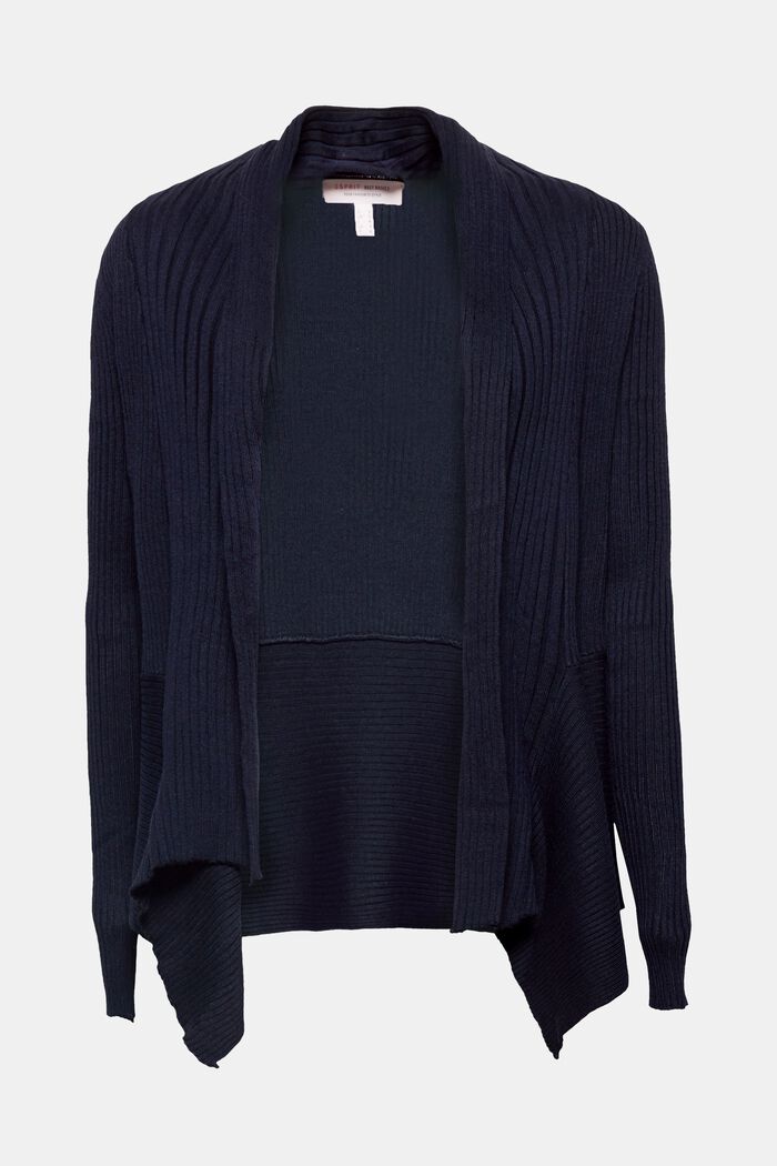Riciclato: cardigan aperto a coste, NAVY, detail image number 0