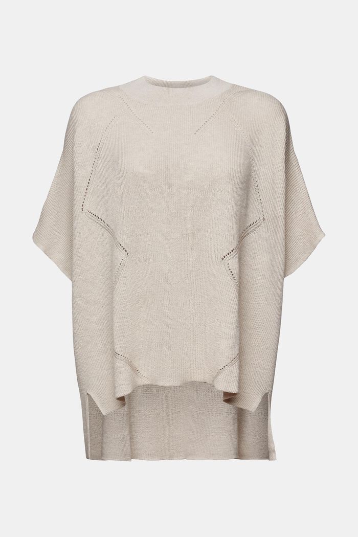 Poncho in maglia a coste, LIGHT BEIGE, detail image number 4