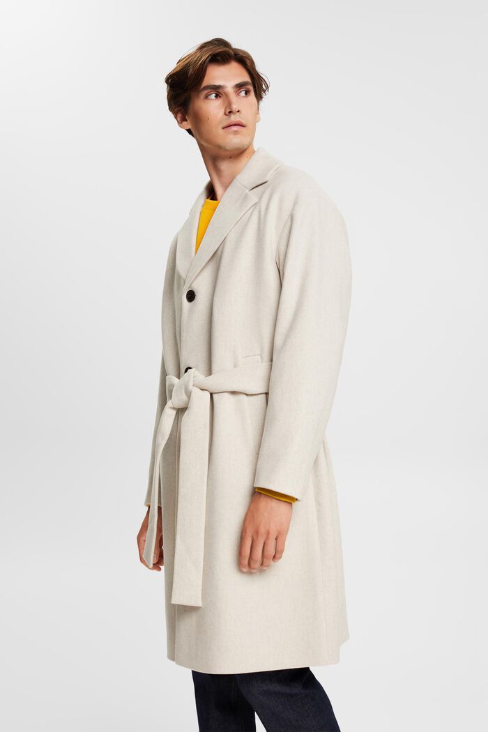 Cappotto in misto lana con cintura da annodare