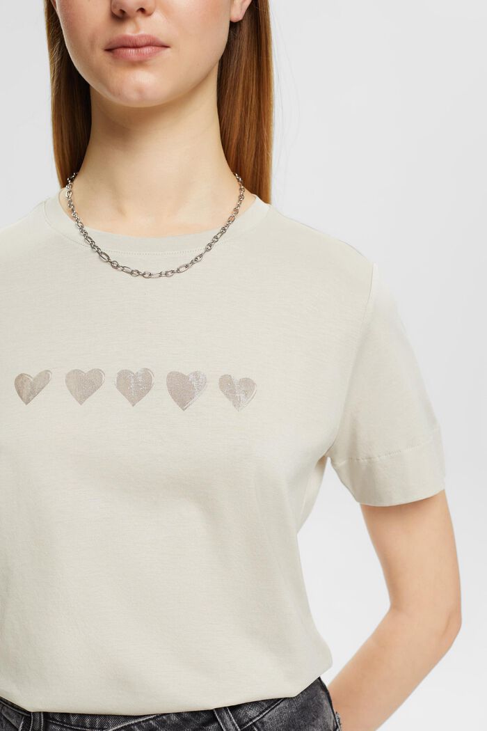 T-shirt con stampa sul petto, LIGHT TAUPE, detail image number 2