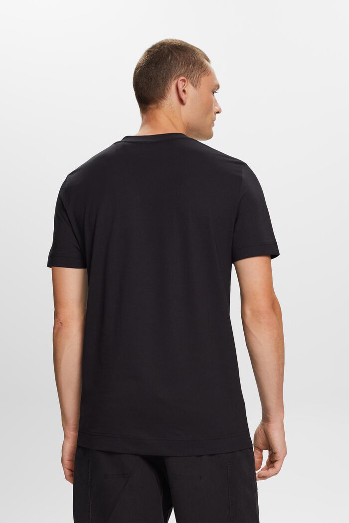 T-shirt con scollo a V, realizzata in jersey di 100% cotone, BLACK, detail image number 3