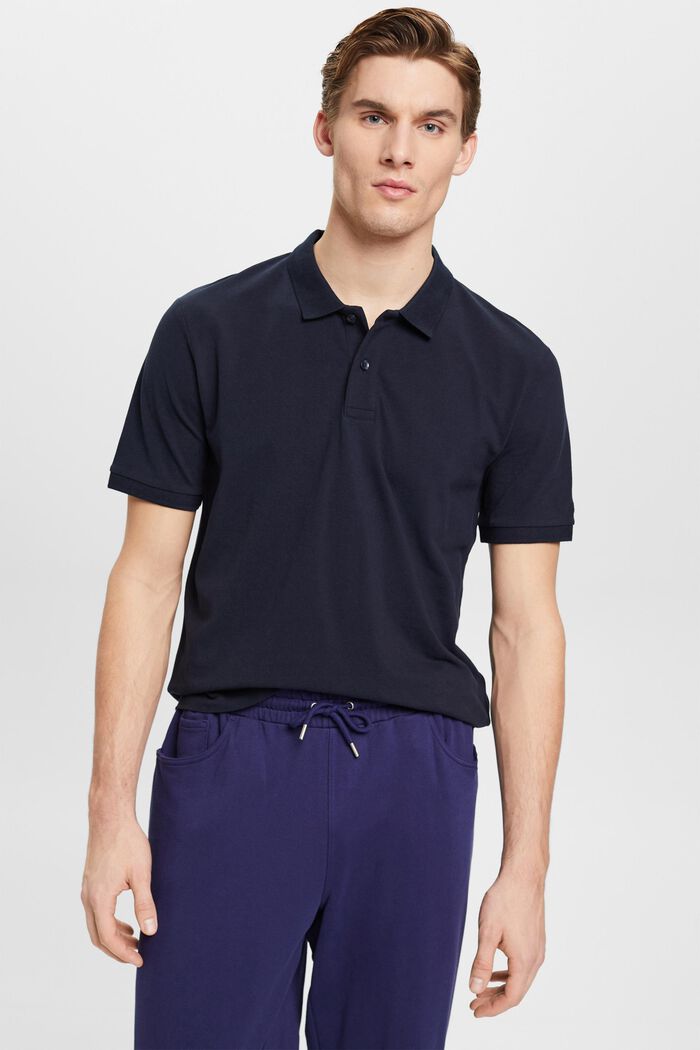 Polo Slim Fit in piqué di cotone, NAVY, detail image number 0