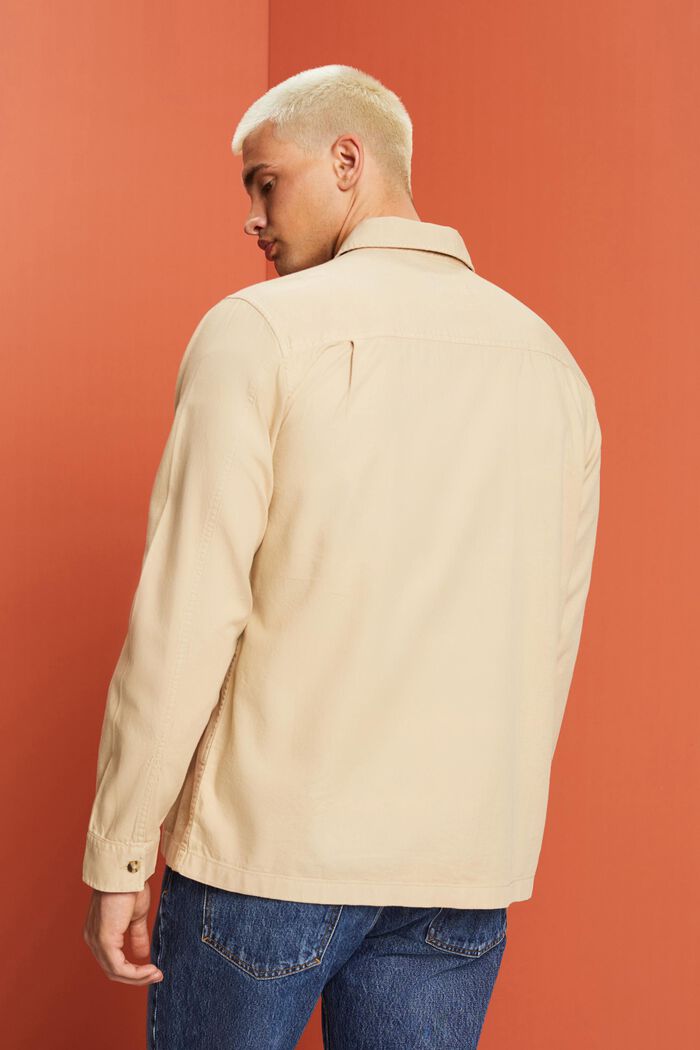 Overshirt in twill, 100% cotone, SAND, detail image number 3