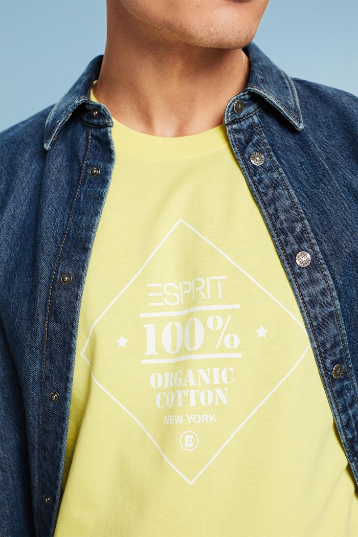 T-shirt in cotone con stampa del logo, PASTEL YELLOW, detail image number 3
