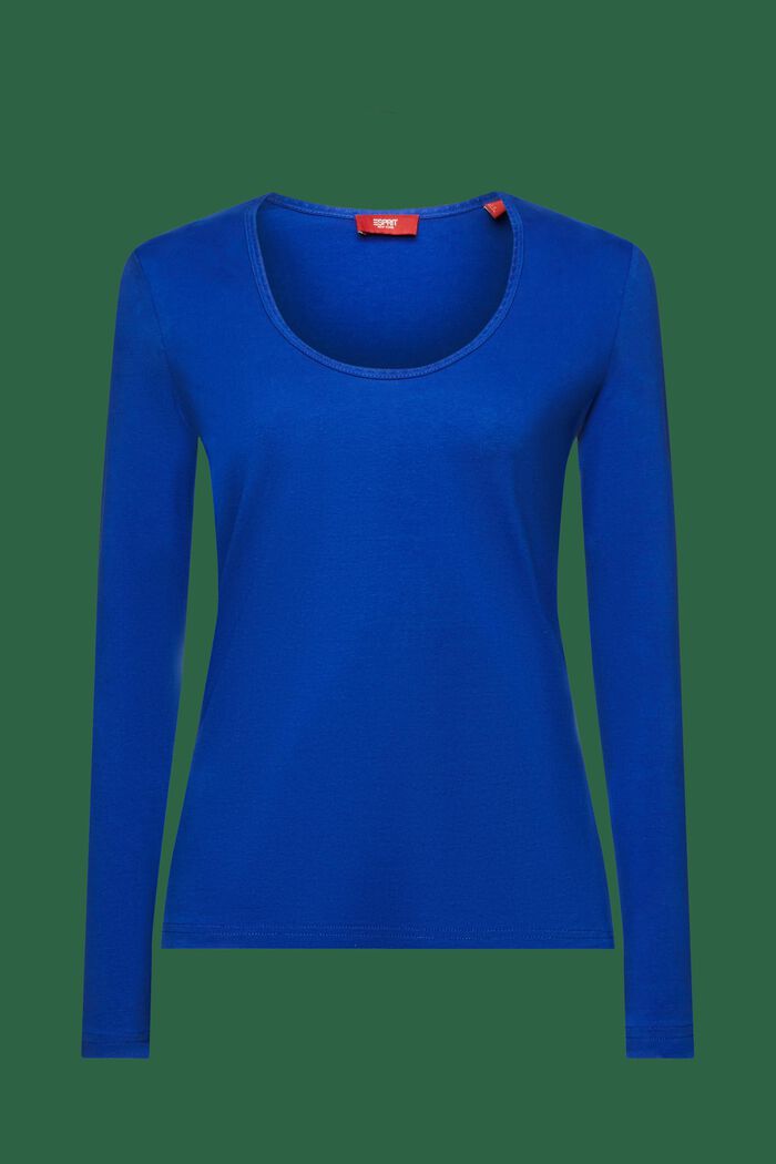 Maglia a manica lunga in cotone, BRIGHT BLUE, detail image number 5